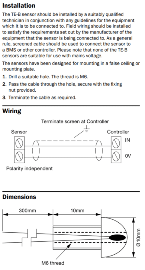White Plastic Button Temperature Sensor - BMS Parts