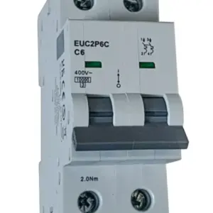 Two Pole Miniature Circuit Breaker 2A, 10kA, Curve C