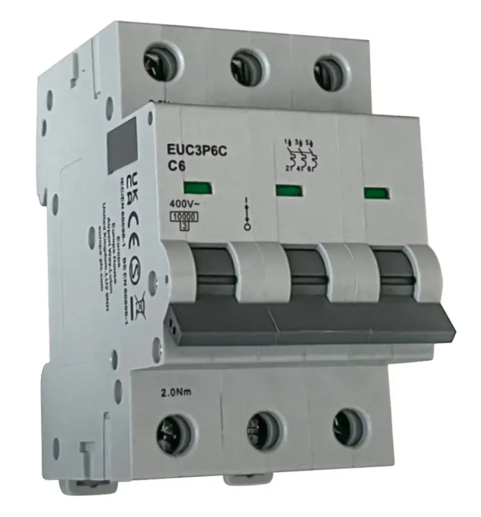 Three Pole Miniature Circuit Breaker 4A, 10kA, Curve D