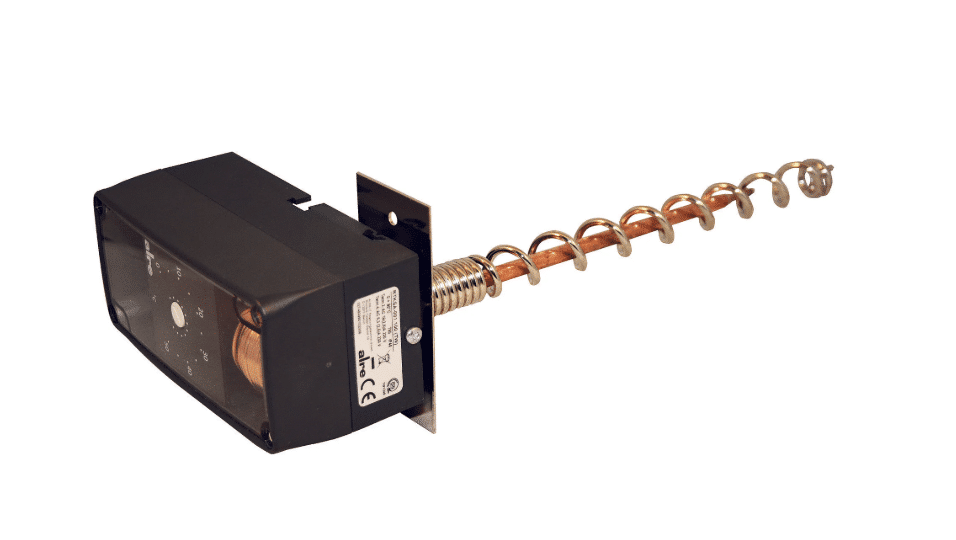 Alre Duct thermostat Auto Reset range 0°C to 50°C IP40 rigid stem 16amp 250vac