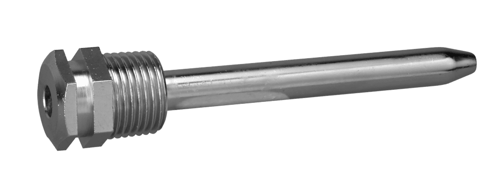 Alre Thermowell, 100mm, nickel-plated brass, diameter inside x outside 7.5x10mm