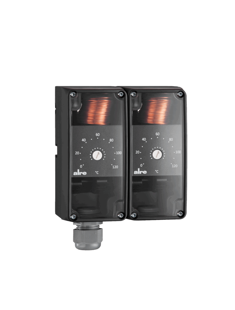 Alre Universal capillary double thermostat, TW 0…120°C, TB 20…150°C, hysteresis TW=3K TB=-10…-15K