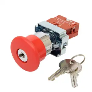 Mushroom Head Pushbutton, key to release, normally closed
