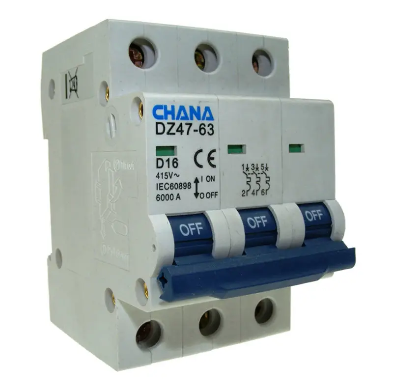 Three Pole Miniature Circuit Breaker 50A, Curve D