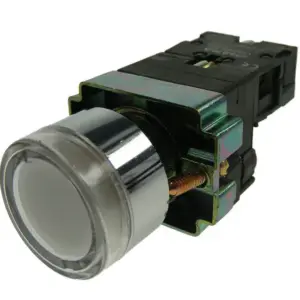 Normally Open 24v LED illuminated Pushbutton Metal Bezel – White