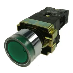 Normally Open 24v LED illuminated Pushbutton Metal Bezel – Green