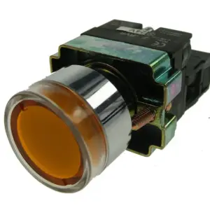 Normally Open 24v LED illuminated Pushbutton Metal Bezel – Yellow