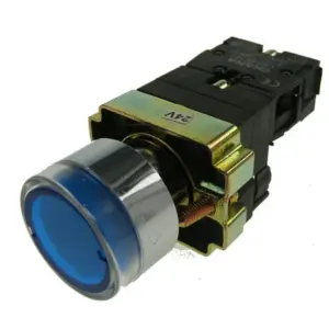 Normally Open 24v LED illuminated Pushbutton Metal Bezel – Blue