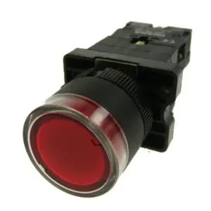 Normally Closed 24v LED illuminated Pushbutton Plastic Bezel – Red