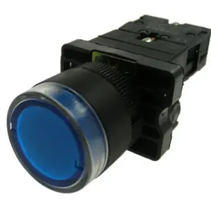 Normally Open 24v LED illuminated Pushbutton Plastic Bezel – Blue