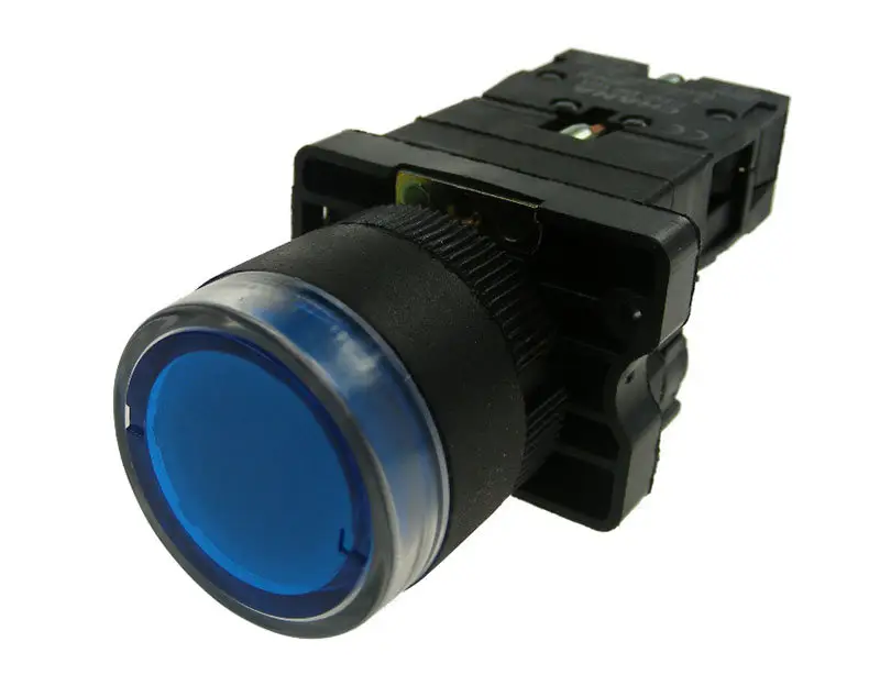 Normally Open 24v LED illuminated Pushbutton Plastic Bezel – Blue