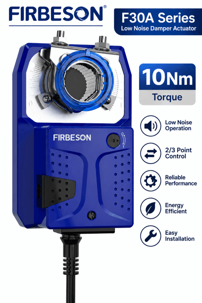 F30A Series Low Noise Damper Actuator - 10Nm, 2/3 Point Control Signal, With 2 Auxiliary Switches, AC230V