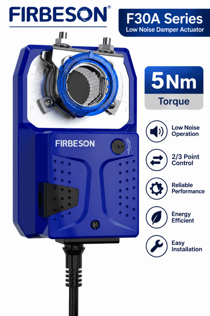 F30A Series Low Noise Damper Actuator - 5Nm, 2/3 Point Control Signal, With 2 Auxiliary Switches, AC230V